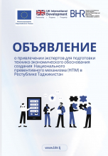 Объявление о привлечении экспертов для подготовки технико-экономического обоснования создания Национального превентивного механизма (НПМ) в Республике Таджикистан
